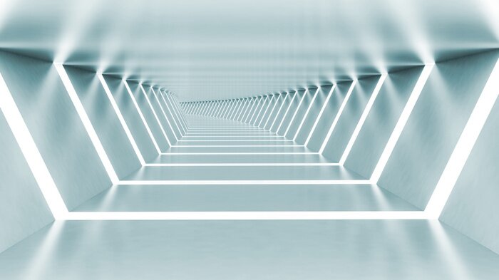 Papier peint  Tunnel 3d blanc et éclairé