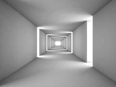 Papier peint  Tunnel 3D blanc et lumière