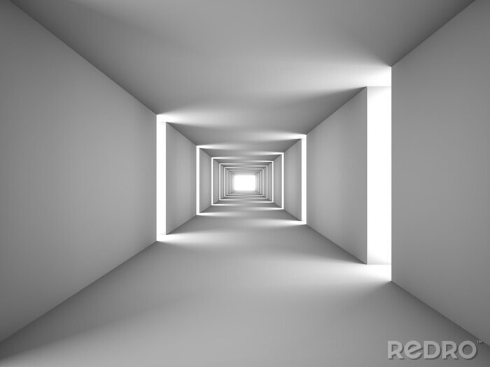 Papier peint  Tunnel 3D blanc et lumière