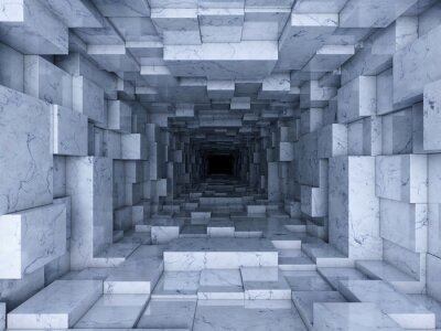 Tunnel 3D en blocs de pierre