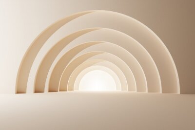 Papier peint  Tunnel 3D semi-circulaire beige