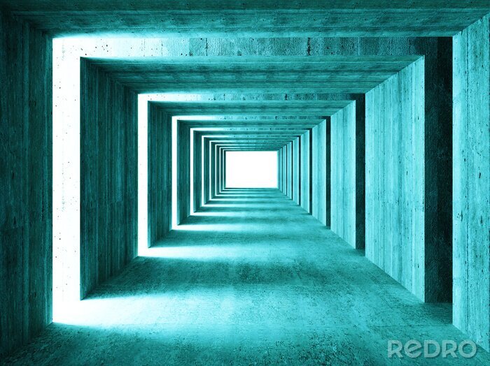 Papier peint  Tunnel 3D turquoise