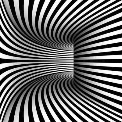 Papier peint  Tunnel à rayures noires et blanches