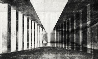 Papier peint  Tunnel abstrait en noir et blanc
