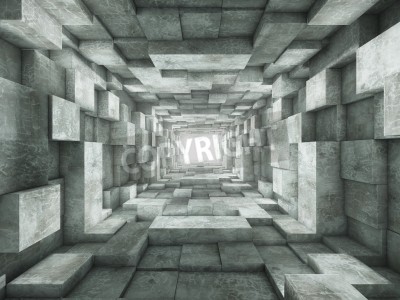 Papier peint  Tunnel avec des blocs de béton