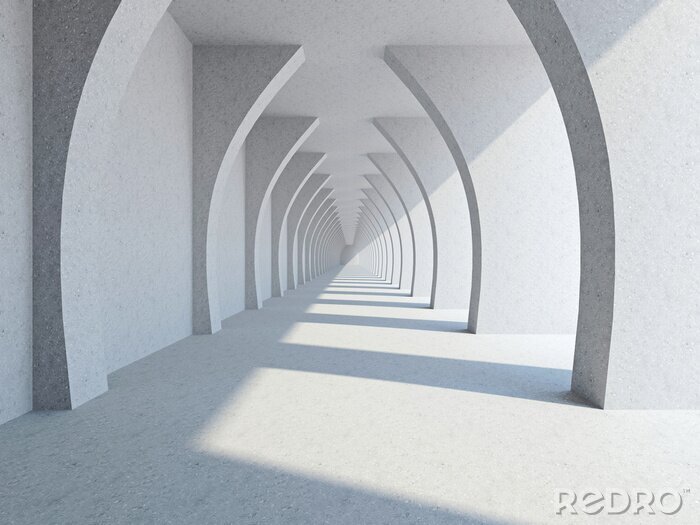 Papier peint  Tunnel avec des colonnes modernes en béton