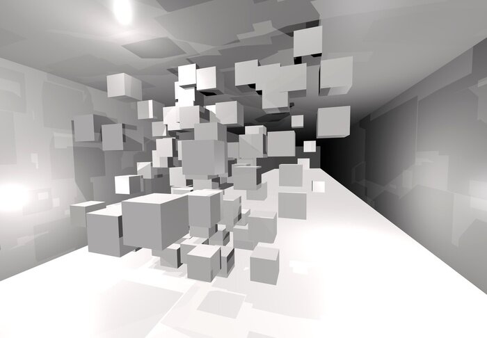 Papier peint  Tunnel avec des solides géométriques