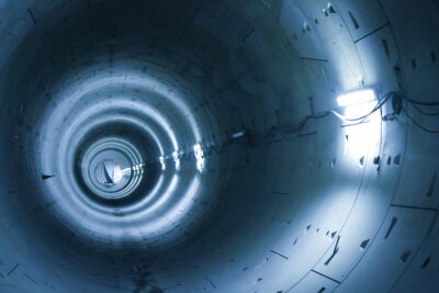 Tunnel avec lampes industrielles