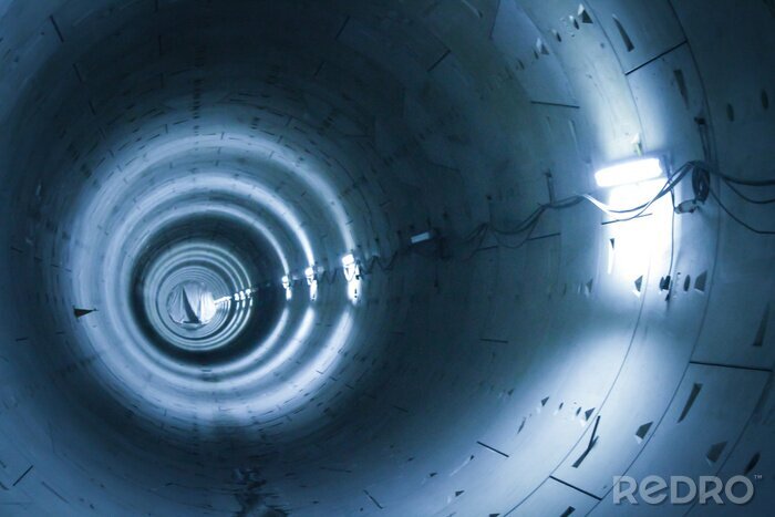 Papier peint  Tunnel avec lampes industrielles