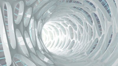 Papier peint  Tunnel blanc abstrait avec roues