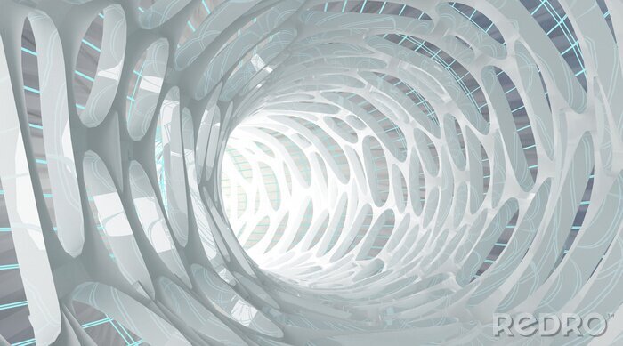 Papier peint  Tunnel blanc abstrait avec roues