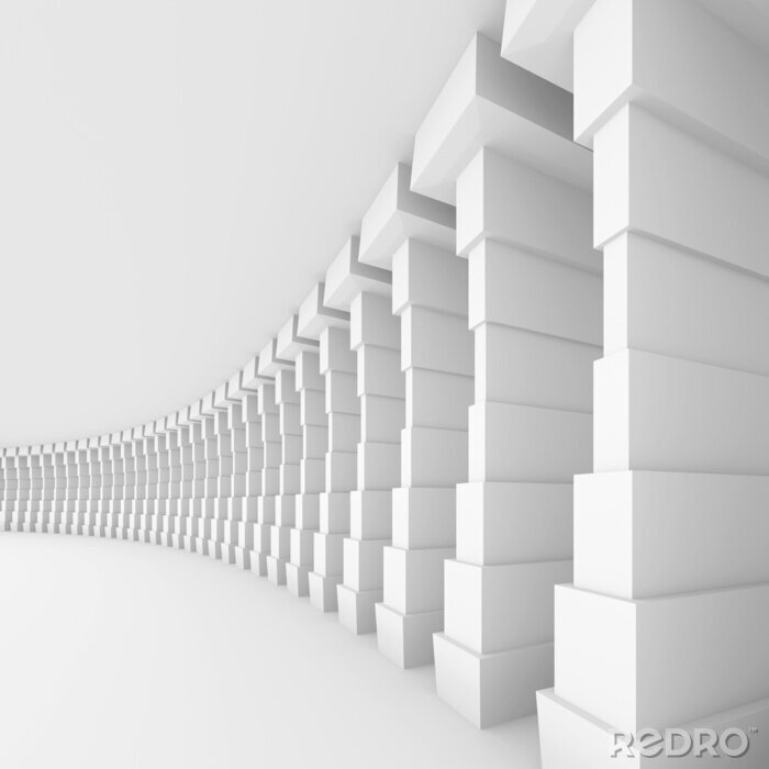 Papier peint  Tunnel blanc avec des solides géométriques