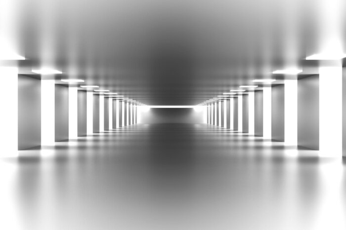 Papier peint  Tunnel blanc éclairé