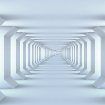 Papier peint  Tunnel blanc futuriste avec des colonnes