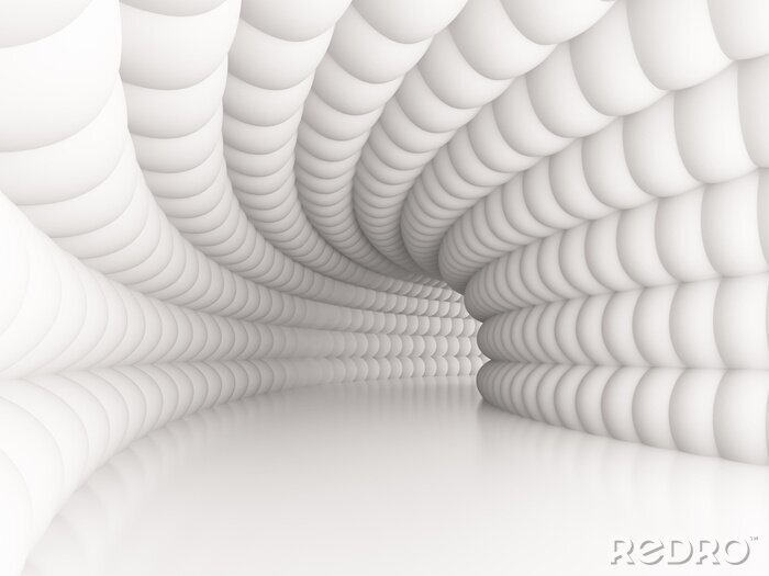 Papier peint  Tunnel blanc géométrique 3D