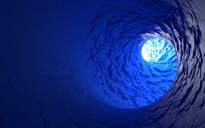 Papier peint  Tunnel bleu torsadé