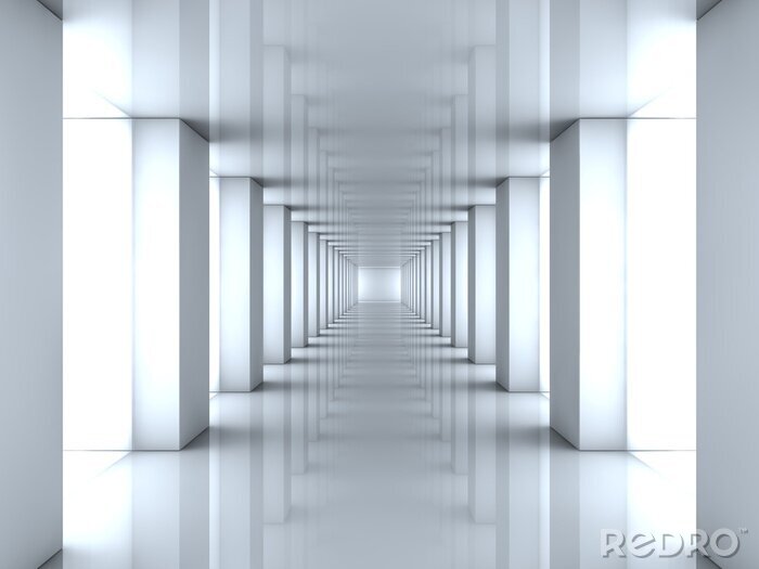 Papier peint  Tunnel en 3D avec des colonnes blanches