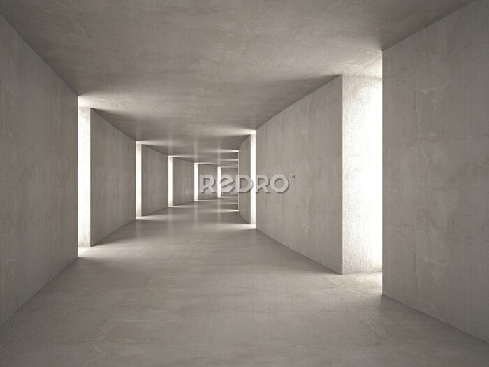 Papier peint  Tunnel en béton gris 3D avec effet de profondeur