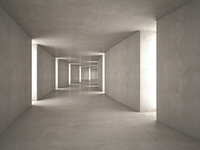 Papier peint  Tunnel en béton gris 3D avec effet de profondeur