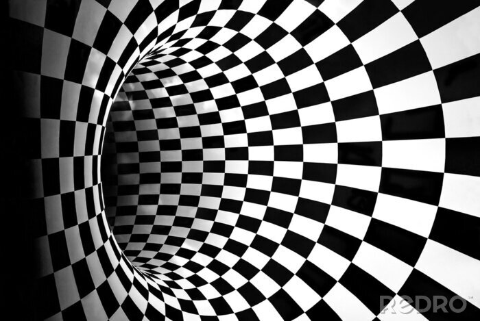 Papier peint  Tunnel en damier