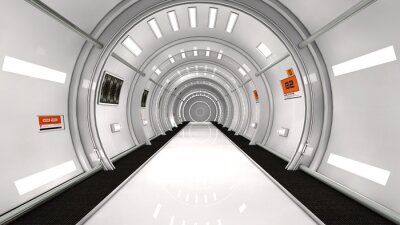Papier peint  Tunnel futuriste blanc 3D de science-fiction