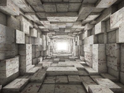 Papier peint  Tunnel géométrique en béton
