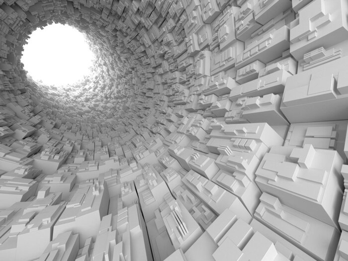 Papier peint  Tunnel géométrique et blanc