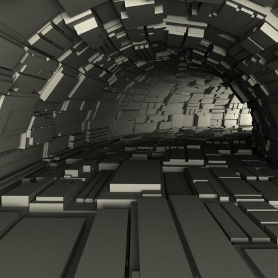 Papier peint  Tunnel géométrique monochrome