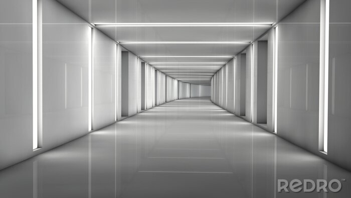 Papier peint  Tunnel gris futuriste