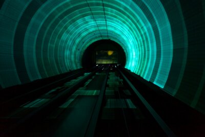 Papier peint  Tunnel néon vert 3d