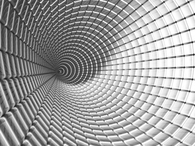 Papier peint  Tunnel tridimensionnel avec une grille géométrique