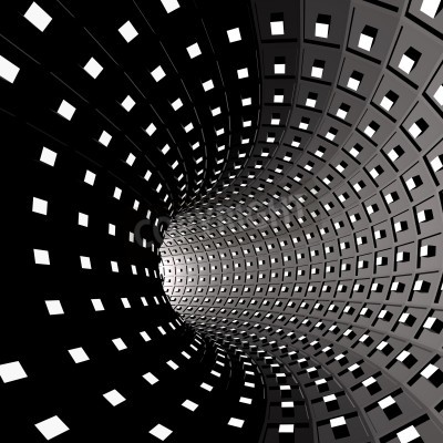 Papier peint  Tunnel tridimensionnel noir et blanc