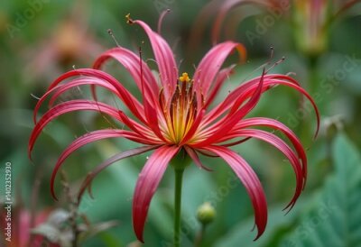 Papier peint  Two different photos - one of Strelitzia flowers in natural compositions in Madeira, and one of a spider lily bush.