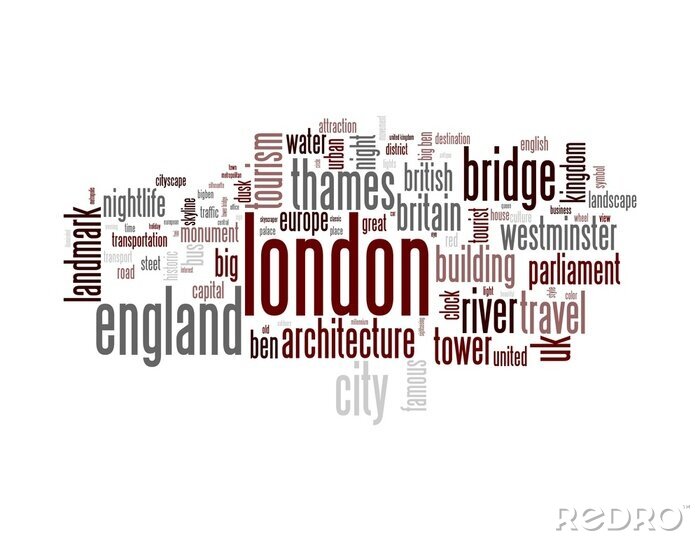 Papier peint  Typographie rouge évoquant Londres