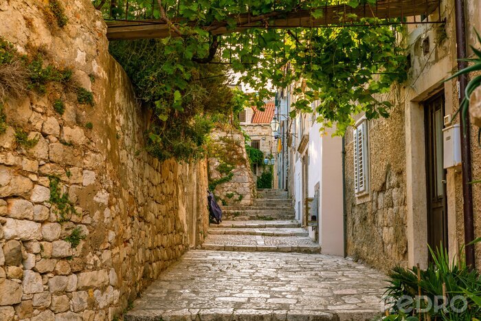 Papier peint  Un ancien chemin avec de vieux escaliers caillouteux à Dubrovnik
