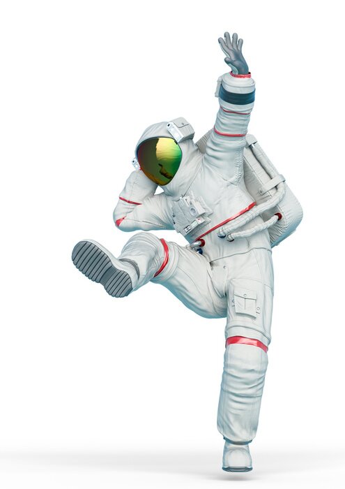 Papier peint  Un astronaute dansant en costume blanc
