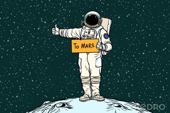 Papier peint  Un astronaute se rend sur Mars