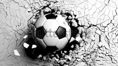 Papier peint  Un ballon qui traverse un mur