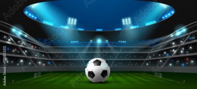 Papier peint  Un ballon sur le terrain d'un stade de nuit