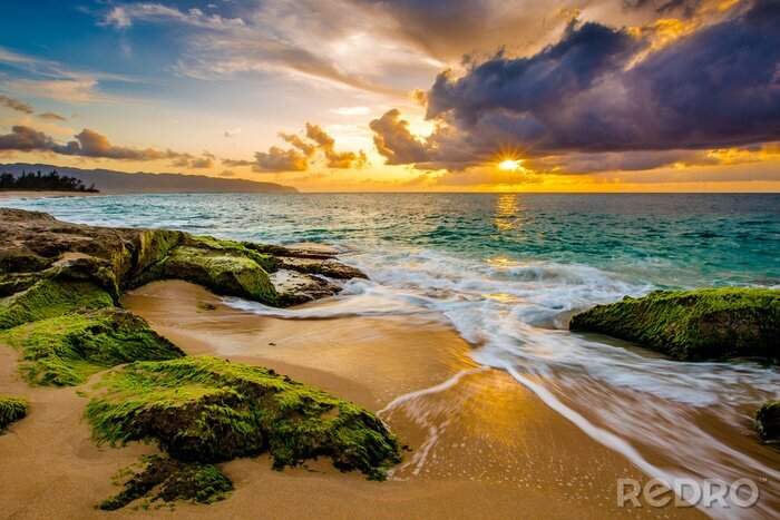 Papier peint  Un beau coucher de soleil hawaïen