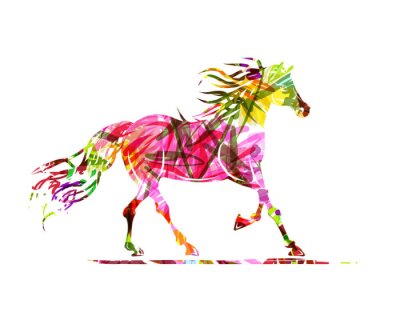 Papier peint  Un cheval avec des rubans de couleur
