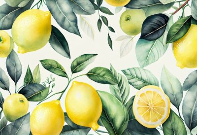 Papier peint  Un citronnier en fruits