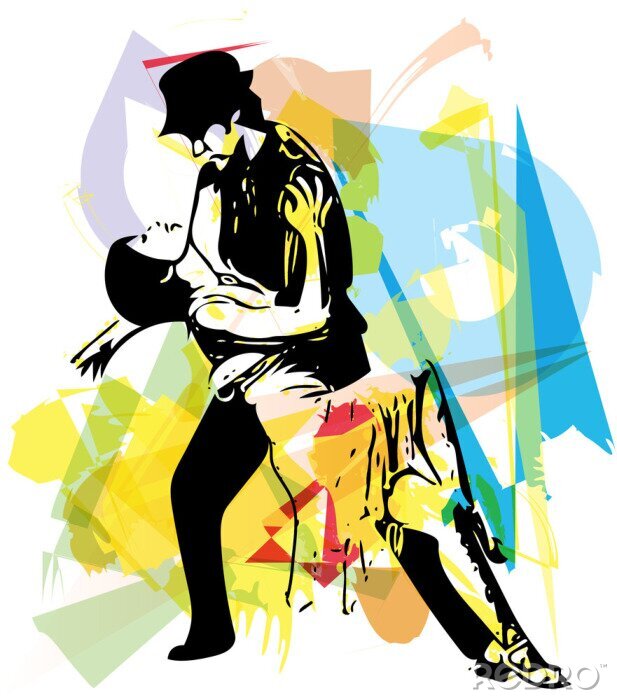 Papier peint  Un couple danse le tango