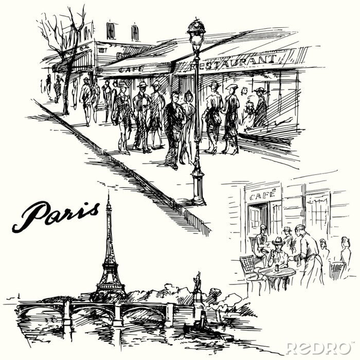 Papier peint  Un croquis avec Paris