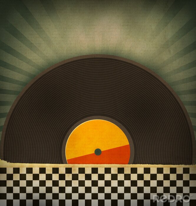 Papier peint  Un disque vinyle à succès dans une boîte en carton