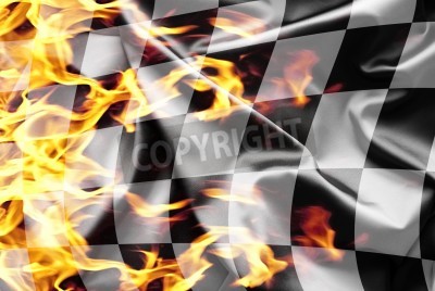 Papier peint  Un drapeau à damier en feu