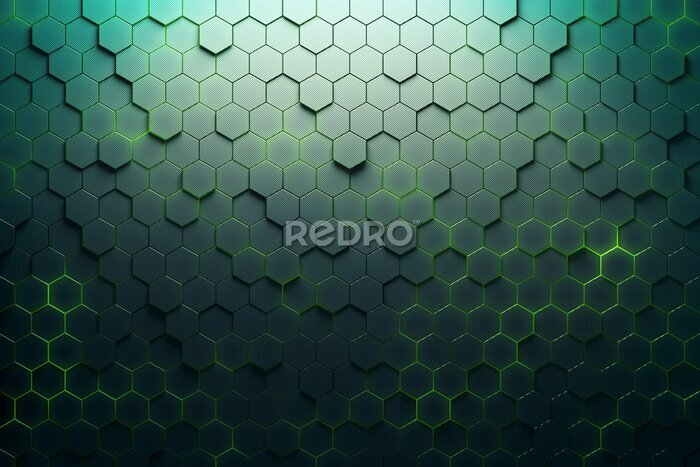 Papier peint  Un motif 3D en nids d'abeilles verts