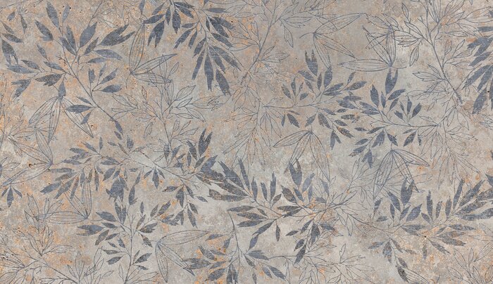 Papier peint  Un motif floral sur un mur vieilli