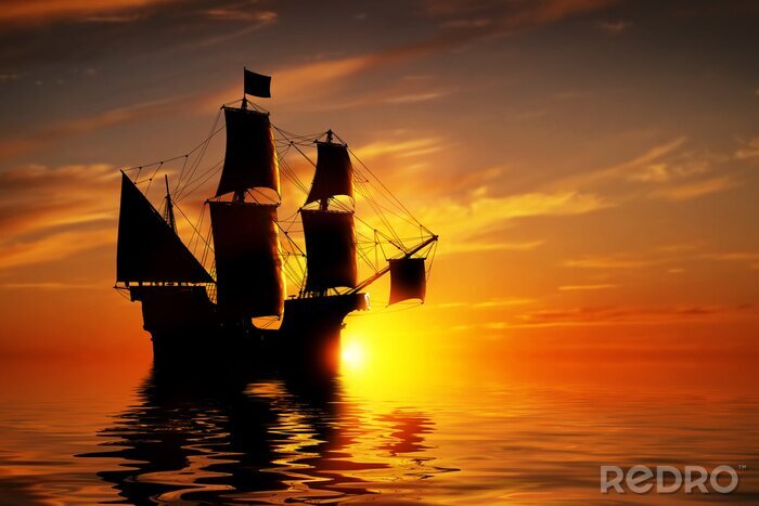 Papier peint  Un navire dans une mer calme