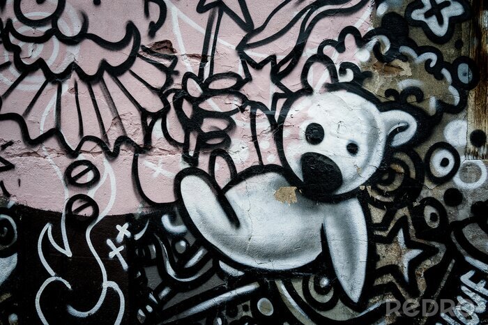 Papier peint  Un ours sur graffiti